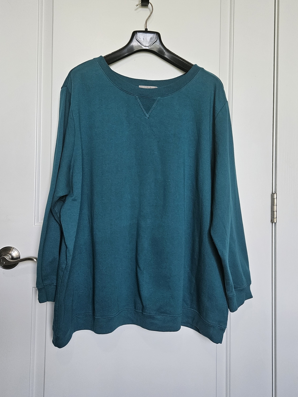 Woman Within Women's Plus Student 3X Teal Crewneck Sweater
